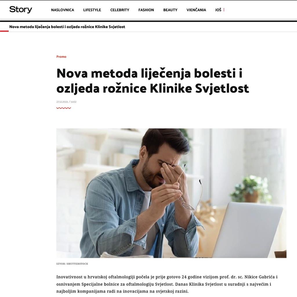 Nova metoda liječenja bolesti rožnice u Klinici Svjetlost (Story)